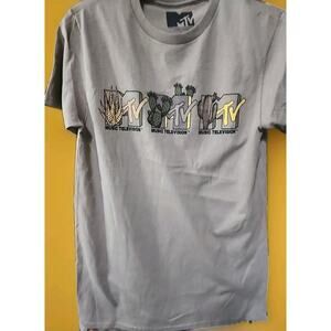 MTV Mens Music Television Cactus Graphic Khaki Shirt Small Excellent A120